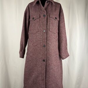 Burgundy Herringbone Long Coat | Women’s XXL Plus Size Jacket